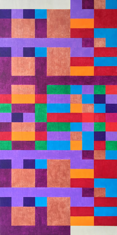 Take Five. Geometric synaesthesia painting by Ali Barker. 