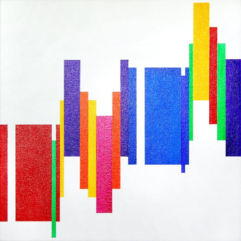 Tchaikovsky Violin Concerto 1st movement Introduction. Colourful geometric abstract synaesthesia painting by Ali Barker.