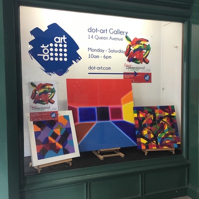 dot-art Castle Street window display for Four-Dimensional Colour exhibition