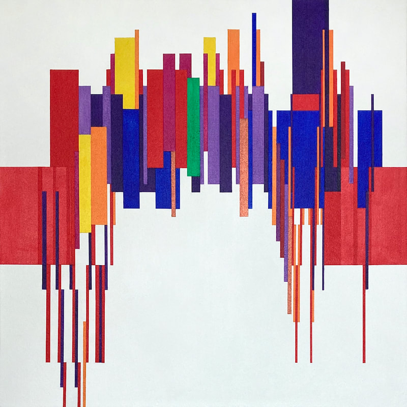 Adagietto from Mahler Symphony 5 4th movement, colourful geometric synaesthesia painting on canvas by Ali Barker