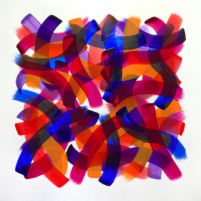 Gershwin Summertime colourful abstract synaesthesia painting on paper by Ali Barker (sold)