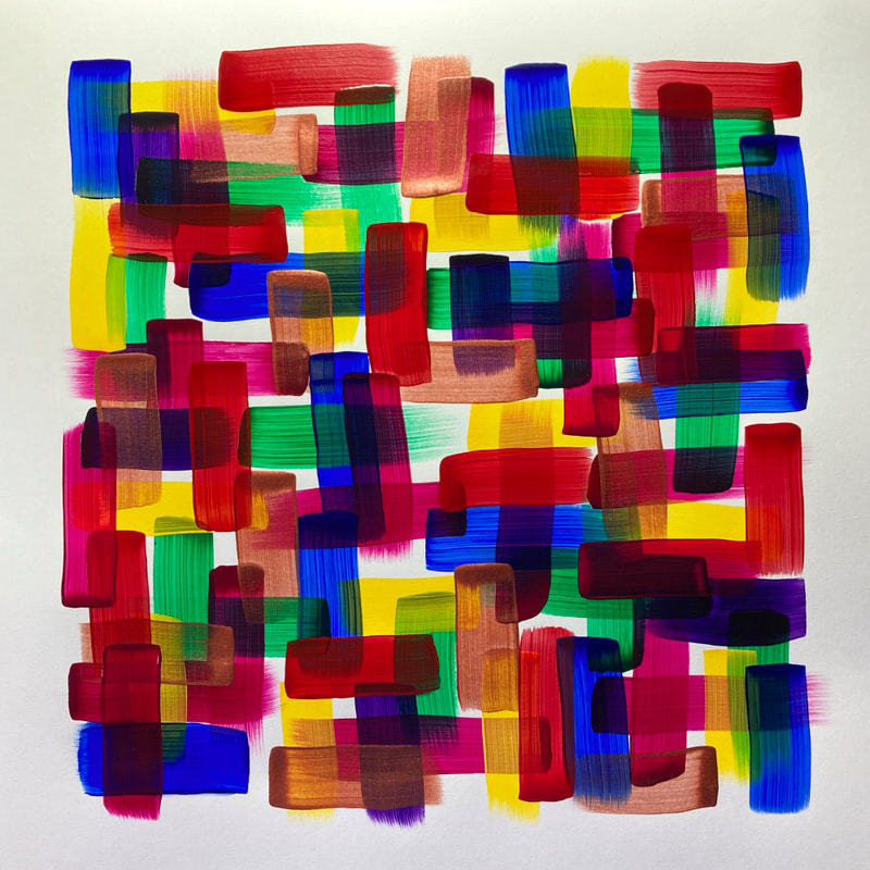 Grieg Holberg Suite colourful synaesthesia painting on paper by Ali Barker