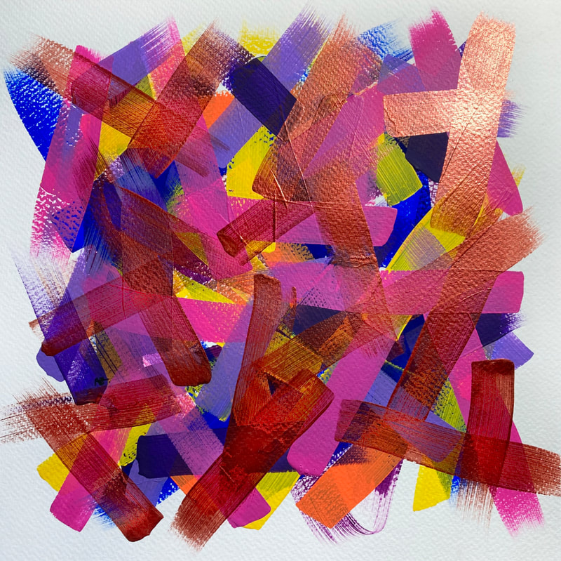 Don't Stand So Close To Me colourful abstract synaesthesia painting on paper by Ali Barker